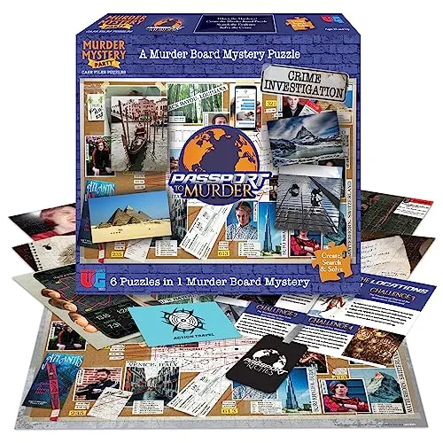University Games 33273 Murder Mystery Partyspiel Puzzle Reisepass, One Size
