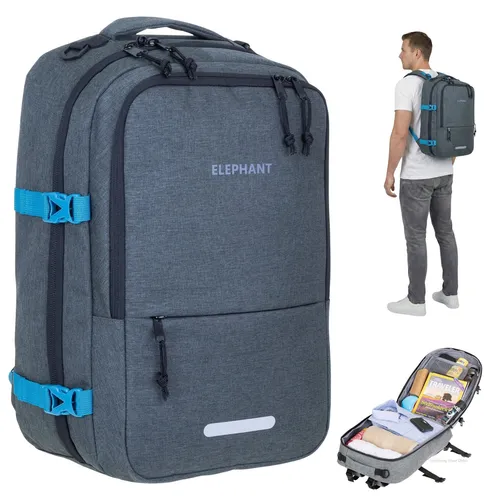 Elephant Fly Medium Large Rucksack für Herren - Leichter Handgepäck-Rucksack in Anthrazit mit zwei Hauptfächern und Laptopfach (15,6