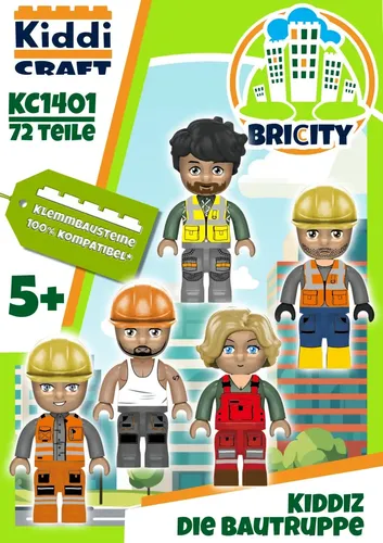 Kiddicraft KC1401 KIDDIZ Figuren-Pack Bautruppe • 5 Figuren Set • kompatibel
