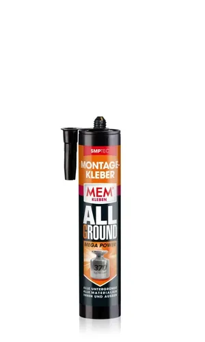 MEM Montagekleber Allground Mega Power 450g - Hochwertiger Baukleber, extra stark und wasserfest. Ideal für Innen- und Außenanwendungen, auch auf feuchten Untergründen. Schnelle Haftung und hohe Endfestigkeit für vielseitige Materialien.