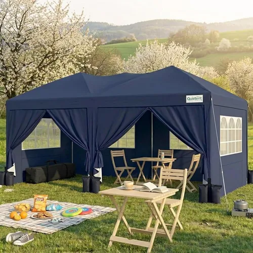 Faltpavillon 3x6m Dunkelblau – Wasserdicht mit UV-Schutz 50+