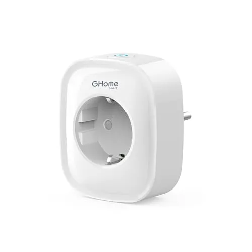 GHome Smart WLAN Steckdose 16A, Alexa Steckdose 1 Pack, Smart Home Plug Funktioniert mit Alexa Google Home, App Fernbedienung, Stromverbrauch Messen Sprachsteuerung Timer, NUR auf 2,4GHz WiFi