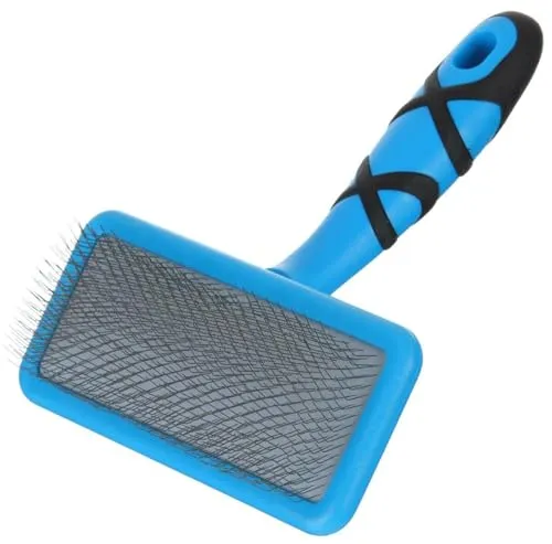 Groom Professional Flat Slicker Brush, Excellence in Animal Grooming, Flat Backed Soft Slicker Brush, Helps to Avoid Coat Breakages and Damage, Perfect for Soft Coats, Size - Medium