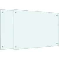 vidaXL Küchenrückwände 2 Stk. Weiß 70x50 cm Hartglas - Duschabtrennungen aus gehärtetem Hartglas, idealer Spritzschutz für die Küche, stoßfest und temperaturbeständig bis 240 ℃, einfache Montage und Reinigung.