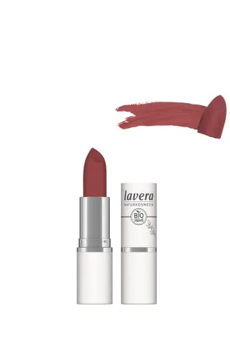 lavera Velvet Matt Lipstick - Vivid Red 04 - Lippenstift - glutenfrei - ohne Silikone - ohne Mineralöl - ohne Mikroplastik - Cremig, matte Textur - Bio-Blütenbutter - Bio-Sonnenblumenöl - 4,5g