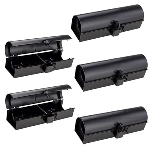 Köderbox Ratte schwarz I Kinder- und Haustiersicher I Effektive Ratten Köderstation für Rattengift, Giftköder I Rattenköderstation, Rattenköderbox Haus, Garten (5er Set)