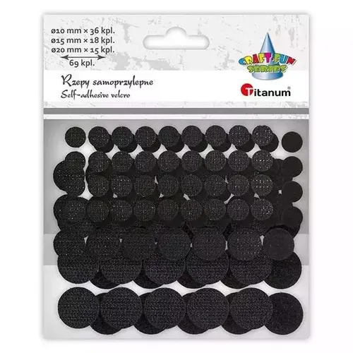Rzepy samoprzylepne okrągłe czarne 69kpl Titanum 5903714546008