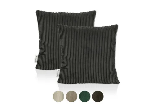 Lycce Dekokissen Kissenbezug 2er Set CORD Stoff (40 x 40 cm) mit Reißverschluß