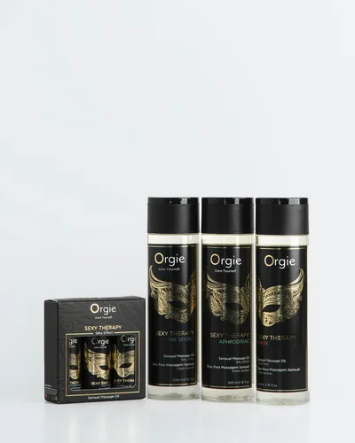 Orgie Sexy Therapy Collection Mini Size - Gleitmittel in praktischer Mini-Größe, ideal für sinnliche Massagen und unterwegs. Angereichert mit Süßmandel- und Traubenkernöl für glatte, feuchtigkeitsspendende Haut.