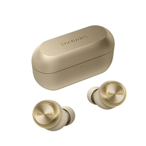 Technics EAH-AZ100E-N Kabellose Kopfhörer mit Geräuschunterdrückung, Bluetooth, Multipoint, Voice Focus AI, komfortable In-Ear-Kopfhörer, Champagnergold