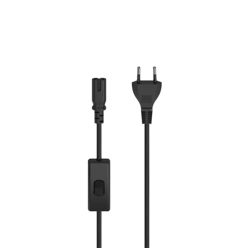 Hama Netzkabel mit Eurostecker und Schalter, 2 m - Sonstige Kabel & Adapter – Praktisches 2-poliges Netzkabel mit Handschalter für müheloses Ein- und Ausschalten, ideal für TV-Geräte, Drucker und mehr. Hohe mechanische Belastbarkeit und integrierter Knickschutz verlängern die Lebensdauer.