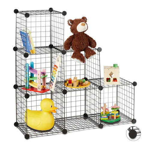 Regalsystem Drahtgitter Würfelregal 6 Fächer Schwarz - Modernes Steckregal mit 6 Fächern, ideal für stilvolle Aufbewahrung in jedem Raum. Platzsparend und vielseitig einsetzbar.