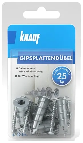 Knauf Gipsplatten-Metalldübel 10 Stk. – Selbstbohrend für Trockenbau