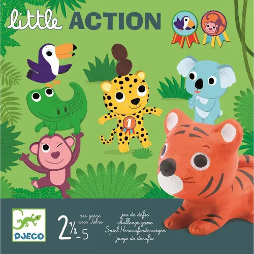 DJECO Spielesammlung Erste Spiele: Little Action - Aktions- und Geschicklichkeitsspiel für Kleinkinder - Gesellschaftsspiel für Kinder ab 2 Jahren, fördert Geschicklichkeit und Bewegungsfreude durch spannende Aktionen.