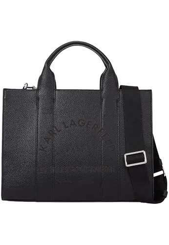 KARL LAGERFELD Rue St-Guillaume Tragetasche, Schwarz - Elegante mittelgroße Tragetasche aus Kunstleder mit verstellbarem Schultergurt. Ideal für den täglichen Gebrauch und stilvolles Auftreten.