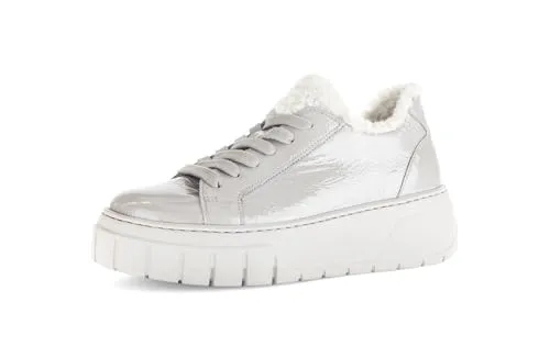 Gabor Sneaker grau 43 EU (9 UK) - Stylische Sneaker in Grau aus hochwertigem Lackleder, mit herausnehmbarer Einlegesohle für optimalen Komfort und eine perfekte Passform.