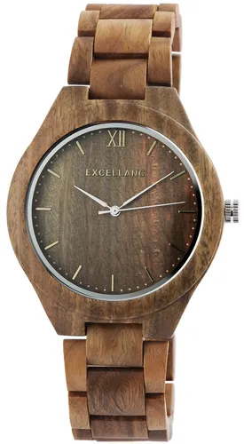 Excellanc Herren Holz Uhr 2800049-002 - Armbanduhr aus grünem Sandelholz, einzigartig in der Beschaffenheit und mit hochwertigem Quarzuhrwerk für angenehmen Tragekomfort und stilvolles Design.