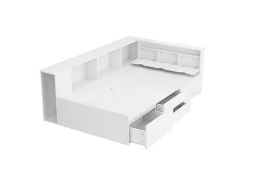 Multifunktionales Kinderbett 90x200 cm mit Stauraum - Kinderbett mit cleverem Design, 4 Schubladen und integriertem Bücherregal für optimalen Stauraum – ideal für kleine Zimmer!
