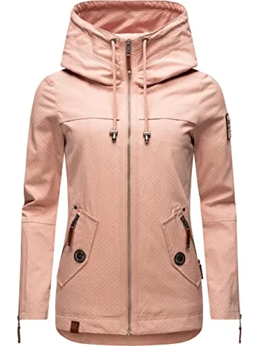 Navahoo Damen leichte Übergangsjacke mit Kapuze Wekoo Light Rose Dots Gr. L