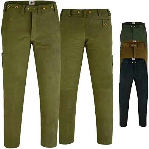 German Wear Lange Jagd Trachten Lederhose Jägerhose Jagdhose Nubukleder, 48/S, Jagdgrün