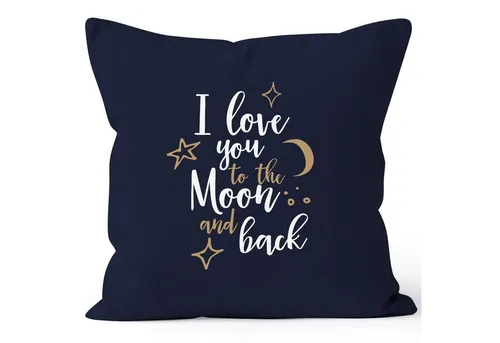 MoonWorks Dekokissen Kissenbezug für Freund, I love you to the moon and back Geschenk Liebe Moonworks