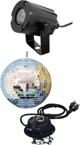 Eurolite 50101856 LED Discokugel-Set mit Motor 20cm - Licht-Effekte für unvergessliche Partys – Das Set bietet eine romantische Spiegelkugel-Atmosphäre und sorgt für beste Stimmung in Ihrem Partykeller!