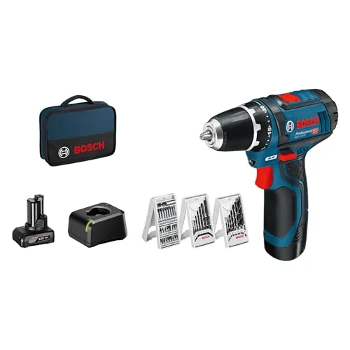 Bosch Professional GSR 12V-15 - Akku-Bohrschrauber 12V 2 Ah, kompakt mit 169 mm Kopflänge und LED-Licht für optimale Handhabung