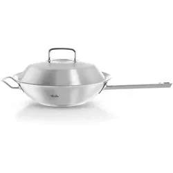Fissler Wok 30cm ORIGINAL-PROFI COLLECTION - Pfanne aus rostfreiem 18/10-Edelstahl, ideal für gesundes Garen und asiatische Küche, spülmaschinengeeignet und für alle Herdarten geeignet.