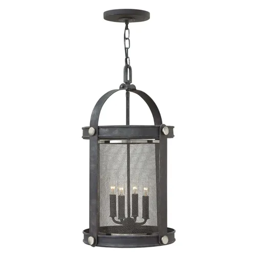Elstead Holden Kronleuchter E14 4-fach – Gealtertes Zink - Deckenlampe im Vintage-Design, ideal für stilvolle Wohnräume und schafft eine gemütliche Atmosphäre.