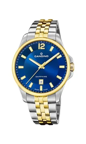 Candino Swiss Herren Analog Uhr Edelstahl 316L - Quarzwerk - Kalender - Saphirglas mit hoher Widerstandsfähigkeit - Wasserdicht 5 ATM C4765/2 Couple Classic