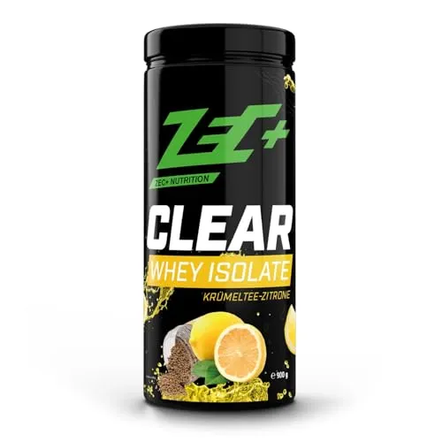 Zec+ Clear Whey Isolate Krümeltee-Zitrone 900g - Sportnahrung mit erfrischendem Geschmack, hochwertiges Proteinpulver für aktive Menschen und ideal für eine schnelle Regeneration nach dem Training.