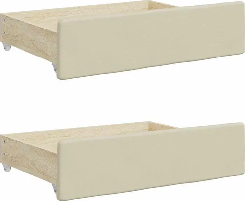 vidaXL Bettschubladen 2 Stk. Creme - Praktische Stauraumlösung - Bettenzubehör mit langlebigem Holzwerkstoff und schmutzabweisendem Kunstleder. Maximiert den Stauraum in deinem Schlafzimmer und passt perfekt zu Standardbetten.