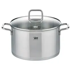 ELO Fleischtopf CITRIN 24 cm - Edelstahl Kochtopf - Kochtopf aus hochwertigem Edelstahl 18/8, geeignet für alle Herdarten. Mit praktischem Glasdeckel, der Überkochen verhindert und Speisen länger warm hält.