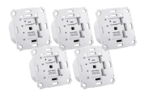 Homematic IP Rollladenaktor 5er Set für Markenschalter - Smart-Home-Steuerelement für Rollläden, ermöglicht komfortable Steuerung und Integration in Ihr Zuhause, ideal für moderne Wohnkonzepte.