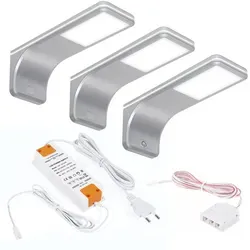 3er Set Sotech Led Unterbauleuchten Viola 4000k Neutralweiß (12v 3,5w 160 X 55 X 60,5 Mm) Inkl. Trafo Und Touch Dimmer / Anschlußfertiges Plug & Play Set