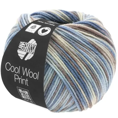 LANA GROSSA Cool Wool Print | Extrafeine Merinowolle waschmaschinenfest und filzfrei | Handstrickgarn aus 100% Schurwolle (Merino extrafein) | 50g Wolle zum Stricken & Häkeln | 160m Garn FB 763