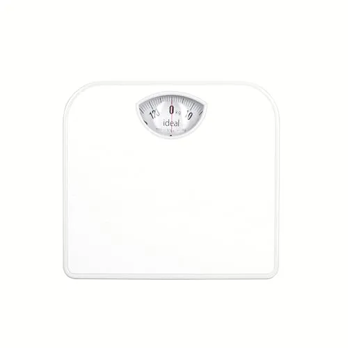 TRADIZIONELLE MECHANISCHE PERSONENWAAGE ANALOGE, SKALA FÜR 130KG, EINFACHE KALIBRIERUNG, STABILES METALLGEHÄUSE, LEICHT ABLESBAR, IZ9201, Weiß