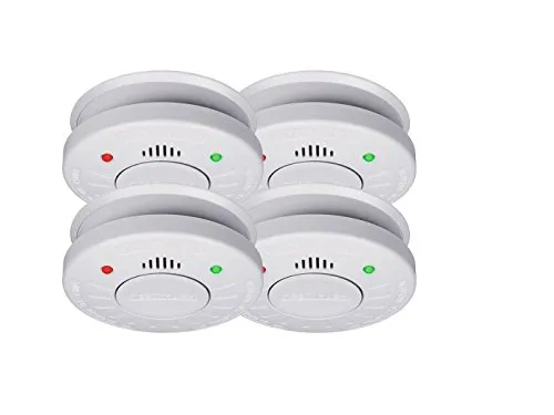 SMARTWARES 4er-Set Rauchmelder mit 10-Jahres Batterie - VdS Zertifiziert - Rauchmelder, VdS Zertifiziert für höchste Sicherheit. Mit Fotooptischem Sensor für frühzeitige Raucherkennung und Stummschaltfunktion, ideal für die Küche. Einfache Montage inklusive Befestigungsmaterial.