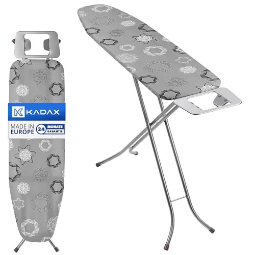 KADAX Klappbares Dampfbügelbrett 114x34cm mit Metallgitter - Bügelbrett mit stabiler Ablage und 5 mm Polsterung, höhenverstellbar für optimalen Komfort und platzsparend klappbar, ideal für jedes Zuhause.