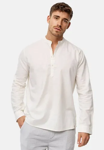 Indicode Herren Waylon Hemd - V-Ausschnitt aus Leinen-Baumwolle Mischung - Herrenhemd in Vanilla Ice mit stylischem Stehkragen und regulierbaren Ärmeln, ideal für lässige Anlässe. Hochwertige Verarbeitung und moderne Styles garantieren ein tolles Tragegefühl.