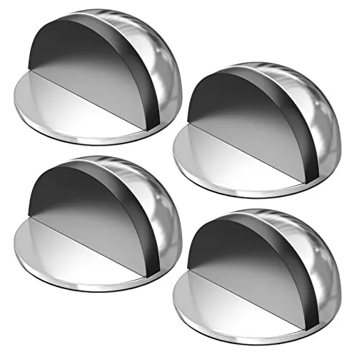 Newaner 4 Stück Türstopper Boden Selbstklebend, mit Gummipuffern, Edelstahl, für alle Hartböden zum Schutz von Türen, Wänden und Möbeln (Silber)