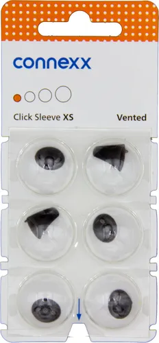 Produktbild 1x Connexx Click Sleeve Vented XS Dome 6er Blister Orange Hörgeräteschirmchen