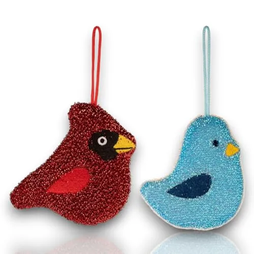lustige schöner Geschirrschwamm 5 Motive, Küchen Schwamm für Topf Teller Pfannen, Küchenschwamm, Koala, Faultier, Katze, Regenbogen, Kasette (Singvogel Paar)