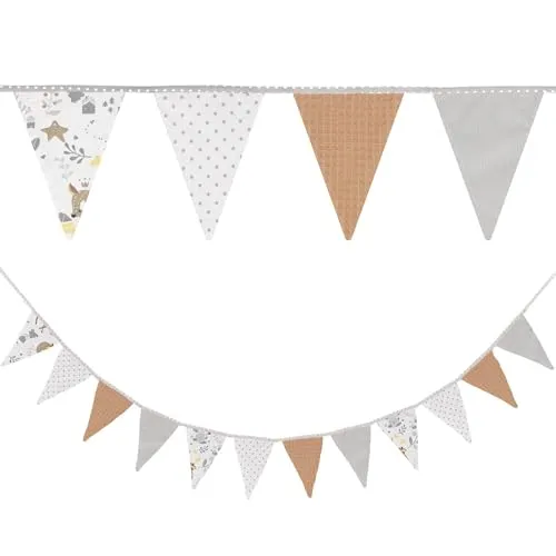 Wimpelkette Kinderzimmer Wimpel Girlande Outdoor Geburtstag Wimpelkette Stoff Deko Wetterfest 350 cm 12 Dreiecke (15 cm x 22 cm) Hirsch
