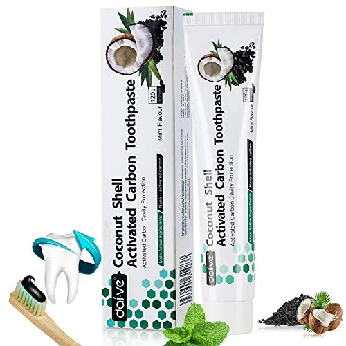 Produktbild Aktivkohle Zahnpasta -Schwarze Kohle Zahnpasta Ohne Fluorid -Natürliche Zahnaufhellung -Black Activated Charcoal Teeth Whitening Toothpaste -Kokos Schwarze Zahncreme Weiße Zähne 120g