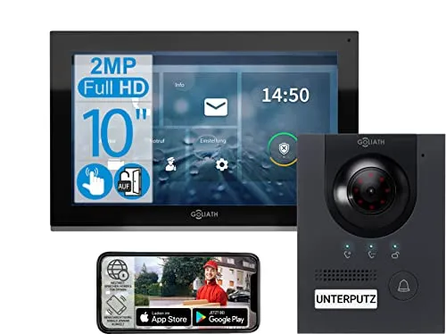 Goliath® Türklingel & Türsprechanlage mit Kamera [UNTERPUTZ TÜRSTATION] - Klingel mit Kamera & Monitor - Doorbell Camera - Video Sprech - & Klingelanlage mit Türöffner - Videotürklingel (10 Zoll)
