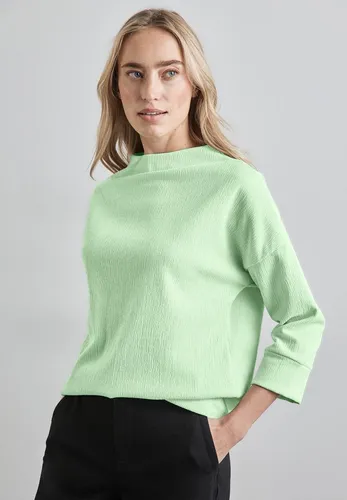 STREET ONE Damen A322356 Strukturshirt, Grün, 42 - T-Shirts für Damen, elegantes Turtleneck mit 3/4-Ärmeln und angenehmem Struktur-Materialmix für optimalen Tragekomfort.