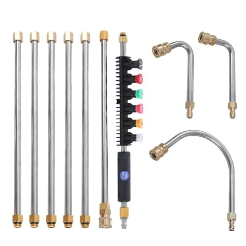 AIM Tools Hochdruckreiniger Verlängerungsstab 10 Stück 4000 PSI Hochdruckreiniger-Lanze mit 5 Düsenspitzen, 1/4