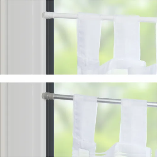 Klemmstange Flex Gardinenstange ohne bohren Saugknopf Vitrage weiß silber Bistro