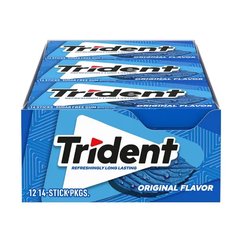 Trident Original Flavor Kaugummi zuckerfrei, 12 Päckchen (insgesamt 168 Stück)